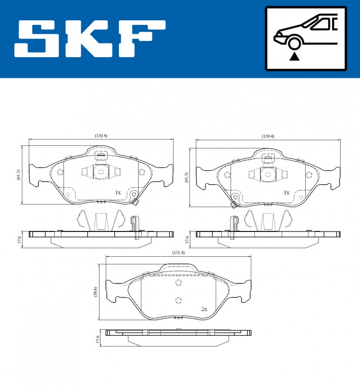 Set placute frana,frana disc punte fata (VKBP80131A SKF) DAIHATSU,TOYOTA