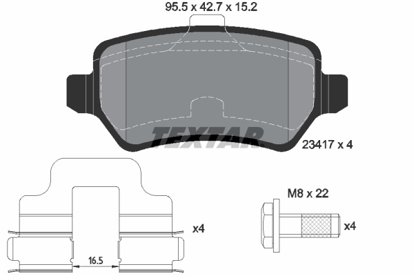 Set placute frana,frana disc puntea spate (2341781 TEXTAR) CHEVROLET,HOLDEN,HSV,OPEL,VAUXHALL