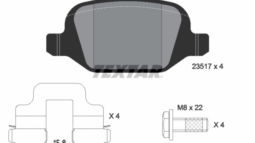 Set placute frana,frana disc puntea spate (2351703 TEXTAR) ALFA ROMEO,FIAT,LANCIA