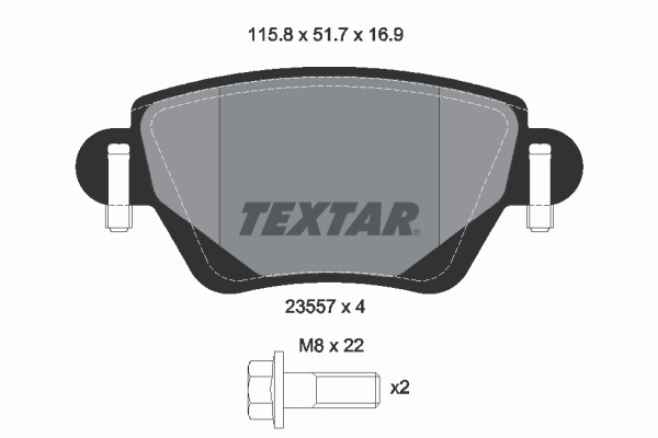 Set placute frana,frana disc puntea spate (2355702 TEXTAR) CHANA,FORD (CHANGAN),RENAULT