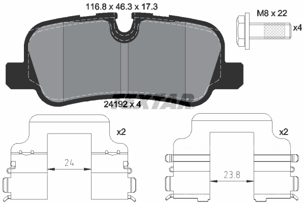 Set placute frana,frana disc puntea spate (2419204 TEXTAR) LAND ROVER