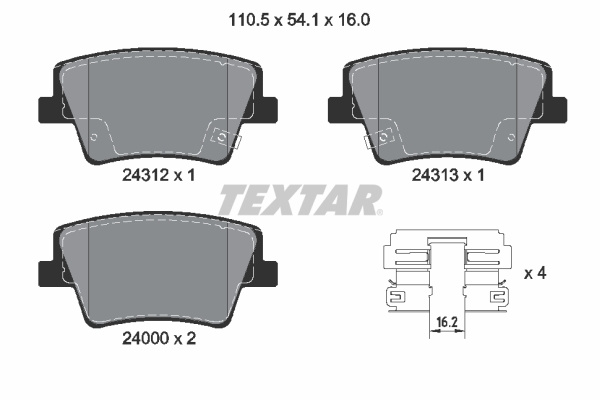 Set placute frana,frana disc puntea spate (2431201 TEXTAR) HYUNDAI