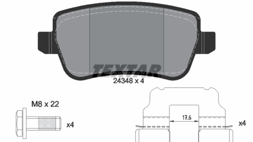 Set placute frana,frana disc puntea spate (2434801 TEXTAR) FIAT