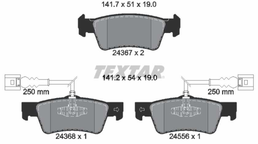 Set placute frana,frana disc puntea spate (2436701 TEXTAR) VW