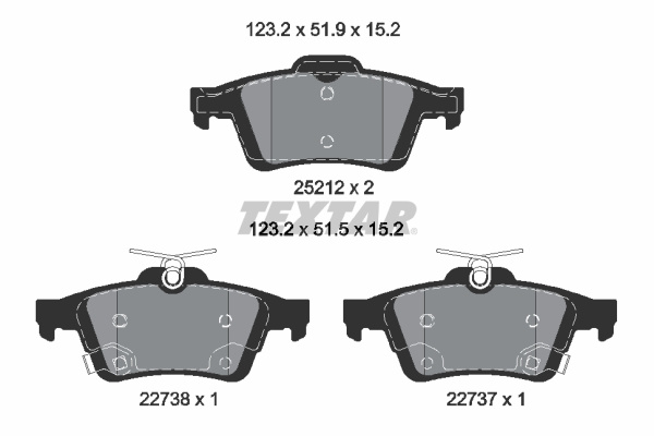 Set placute frana,frana disc puntea spate (2521204 TEXTAR) FORD,FORD AUSTRALIA