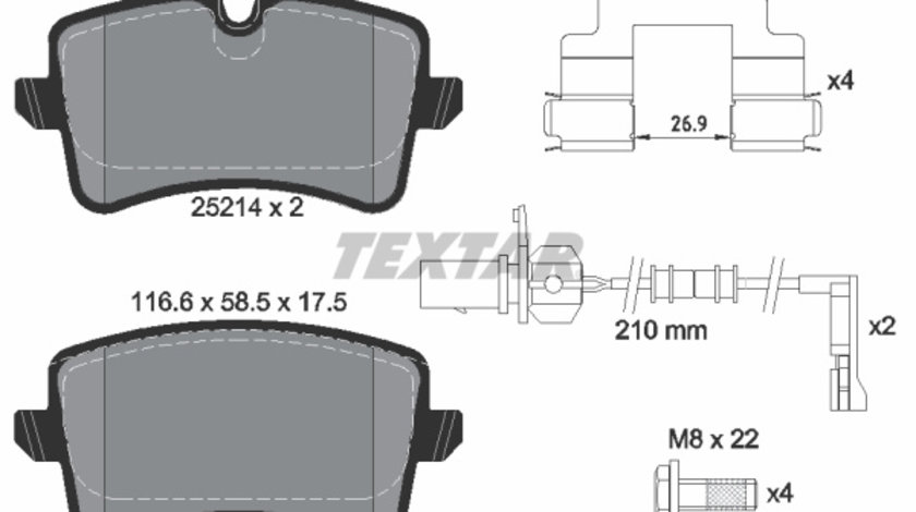 Set placute frana,frana disc puntea spate (2521403 TEXTAR) AUDI,PORSCHE