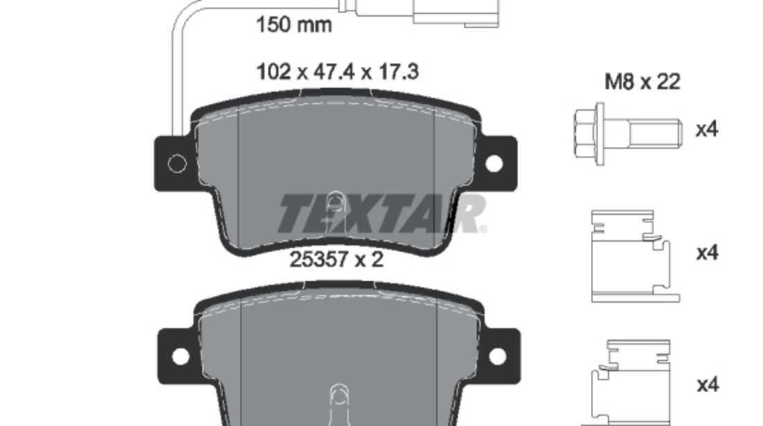 Set placute frana,frana disc puntea spate (2535701 TEXTAR) ABARTH,FIAT