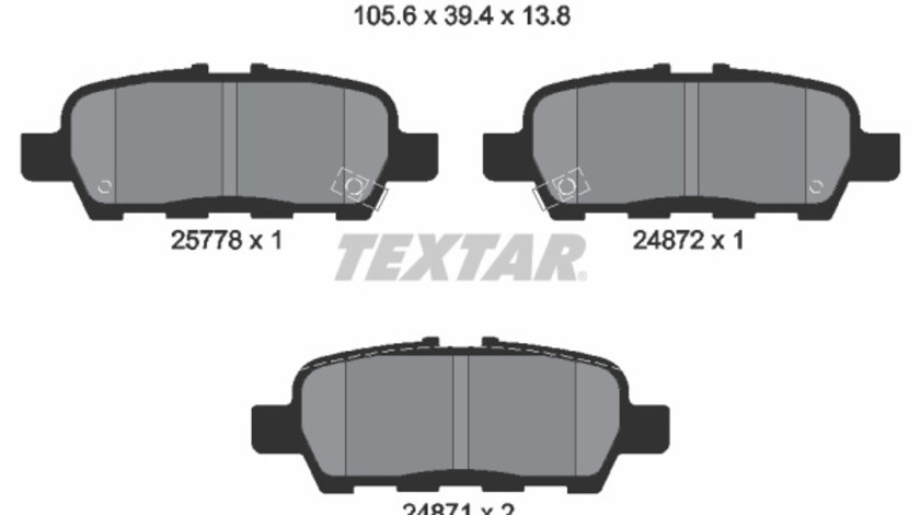 Set placute frana,frana disc puntea spate (2577801 TEXTAR) INFINITI,INFINITI (DFAC),MITSUBISHI,NISSAN,NISSAN (DFAC),RENAULT,RENAULT (DFAC),SAMSUNG,SUZUKI,VENUCIA