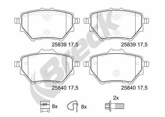 Set placute frana,frana disc puntea spate (258390070400 BRK) Citroen,DS,PEUGEOT