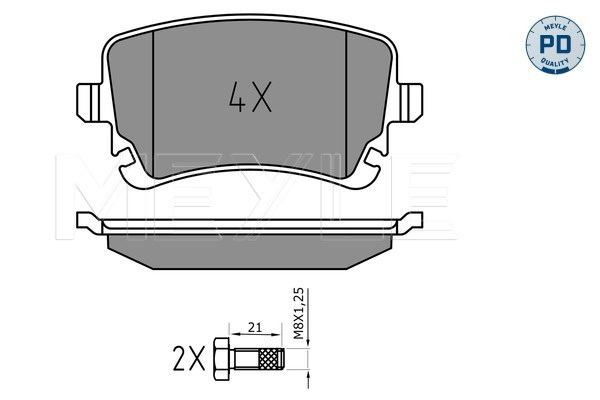 Set placute frana,frana disc puntea spate (0252332617PD MEYLE) AUDI,AUDI (FAW),VW