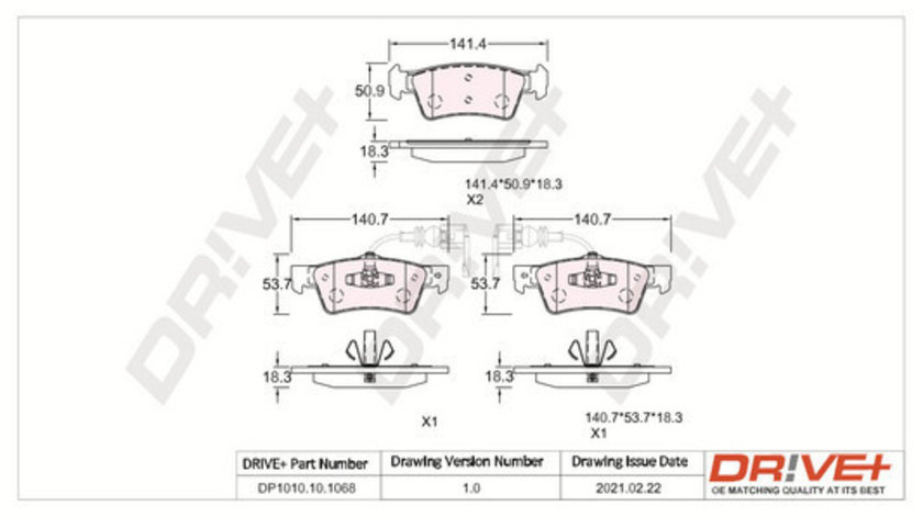 Set placute frana,frana disc puntea spate (DP1010101068 DRIVE) VW