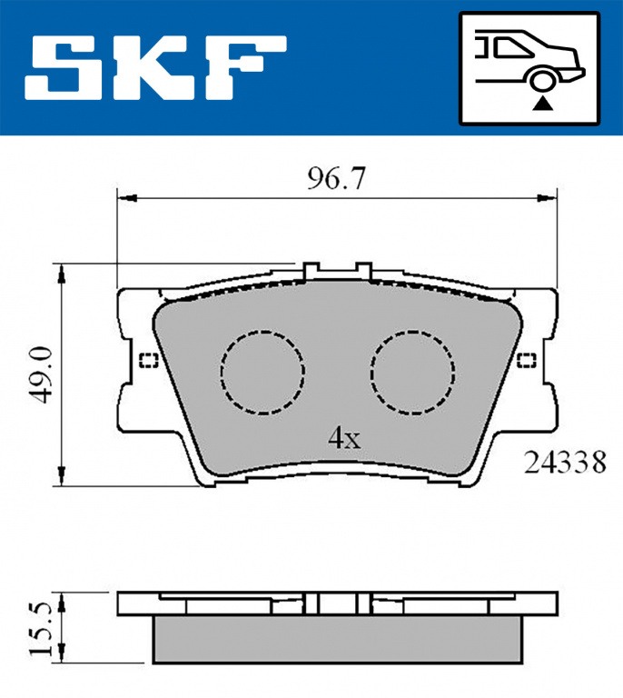 Set placute frana,frana disc puntea spate (VKBP90307 SKF) LEXUS,TOYOTA