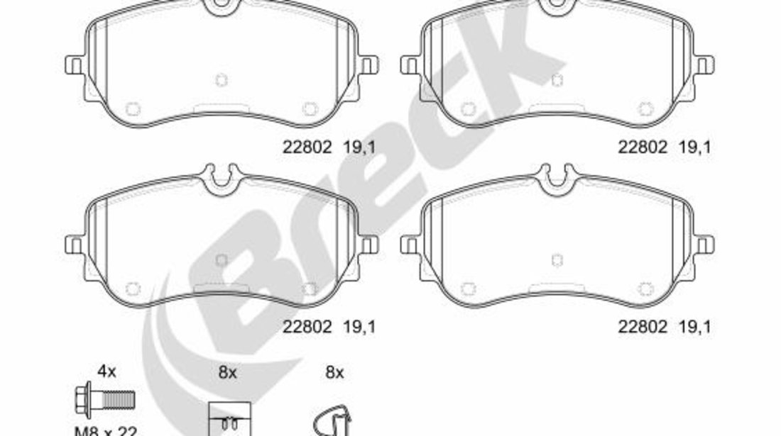 Set placute frana,frana disc puntea spate (228020070300 BRK) MAN,VW