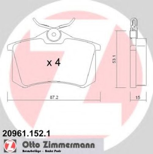 Set placute frana,frana disc RENAULT AVANTIME (DE0_) (2001 - 2003) ZIMMERMANN 20961.152.1 piesa NOUA