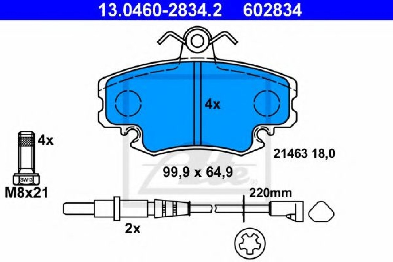 Set placute frana,frana disc RENAULT CLIO II (BB0/1/2, CB0/1/2) (1998 - 2005) ATE 13.0460-2834.2 piesa NOUA