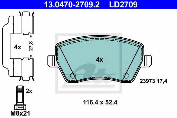 Set placute frana,frana disc RENAULT CLIO III (BR0/1, CR0/1) (2005 - 2012) ATE 13.0470-2709.2 piesa NOUA