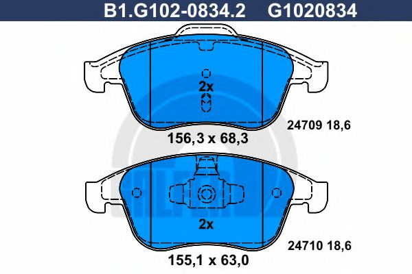 Set placute frana,frana disc RENAULT CLIO IV (2012 - 2016) GALFER B1.G102-0834.2 piesa NOUA