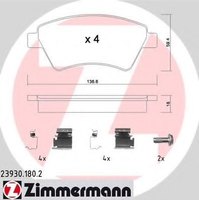 Set placute frana,frana disc RENAULT KANGOO (KC0/1) (1997 - 2007) ZIMMERMANN 23930.180.2 piesa NOUA