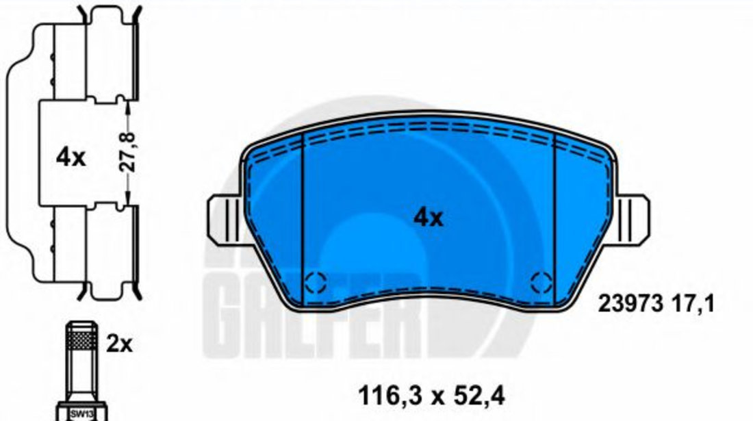 Set placute frana,frana disc RENAULT KANGOO Express (FW0/1) (2008 - 2016) GALFER B1.G102-0741.2 piesa NOUA