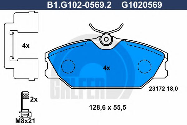 Set placute frana,frana disc RENAULT LAGUNA I Grandtour (K56) (1995 - 2001) GALFER B1.G102-0569.2 piesa NOUA