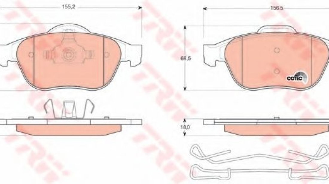 Set placute frana,frana disc RENAULT LAGUNA II (BG0/1) (2001 - 2016) TRW GDB1468 piesa NOUA