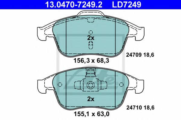 Set placute frana,frana disc RENAULT LAGUNA III (BT0/1) (2007 - 2016) ATE 13.0470-7249.2 piesa NOUA