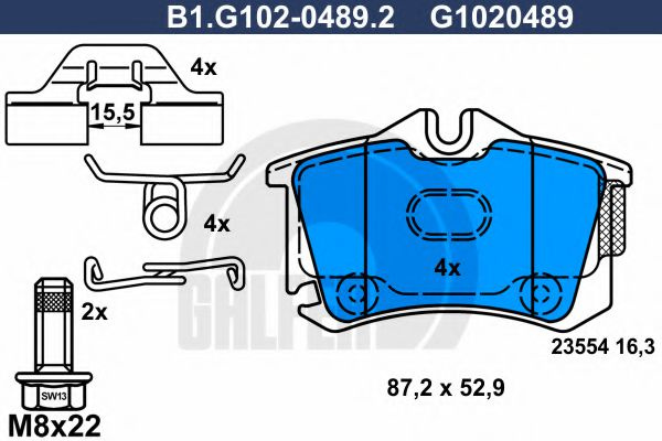 Set placute frana,frana disc RENAULT MODUS / GRAND MODUS (F/JP0) (2004 - 2016) GALFER B1.G102-0489.2 piesa NOUA