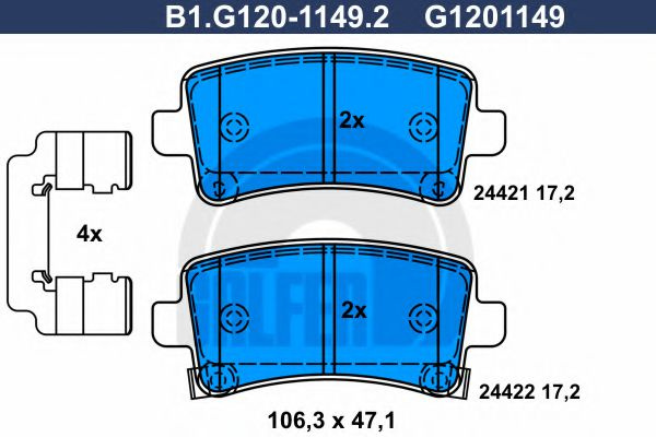 Set placute frana,frana disc SAAB 9-5 (YS3G) (2010 - 2012) GALFER B1.G120-1149.2 piesa NOUA