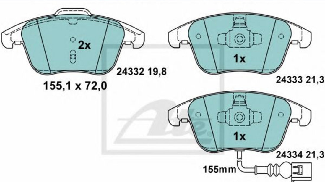 Set placute frana,frana disc SEAT ALHAMBRA (710, 711) (2010 - 2016) ATE 13.0470-7242.2 piesa NOUA