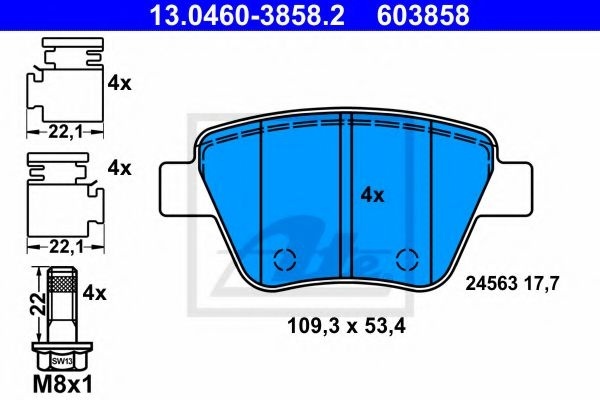 Set placute frana,frana disc SEAT ALTEA (5P1) (2004 - 2016) ATE 13.0460-3858.2 piesa NOUA