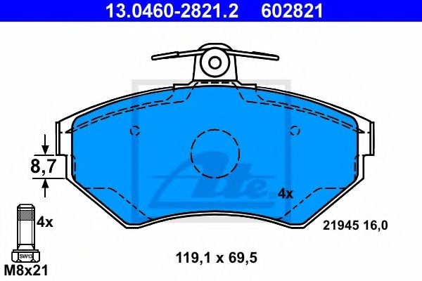 Set placute frana,frana disc SEAT AROSA (6H) (1997 - 2004) ATE 13.0460-2821.2 piesa NOUA