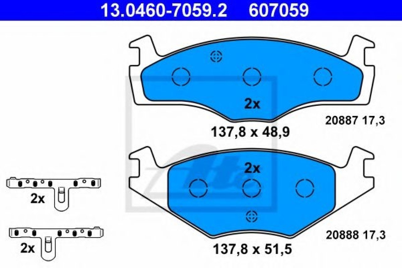 Set placute frana,frana disc SEAT CORDOBA (6K1, 6K2) (1993 - 1999) ATE 13.0460-7059.2 piesa NOUA