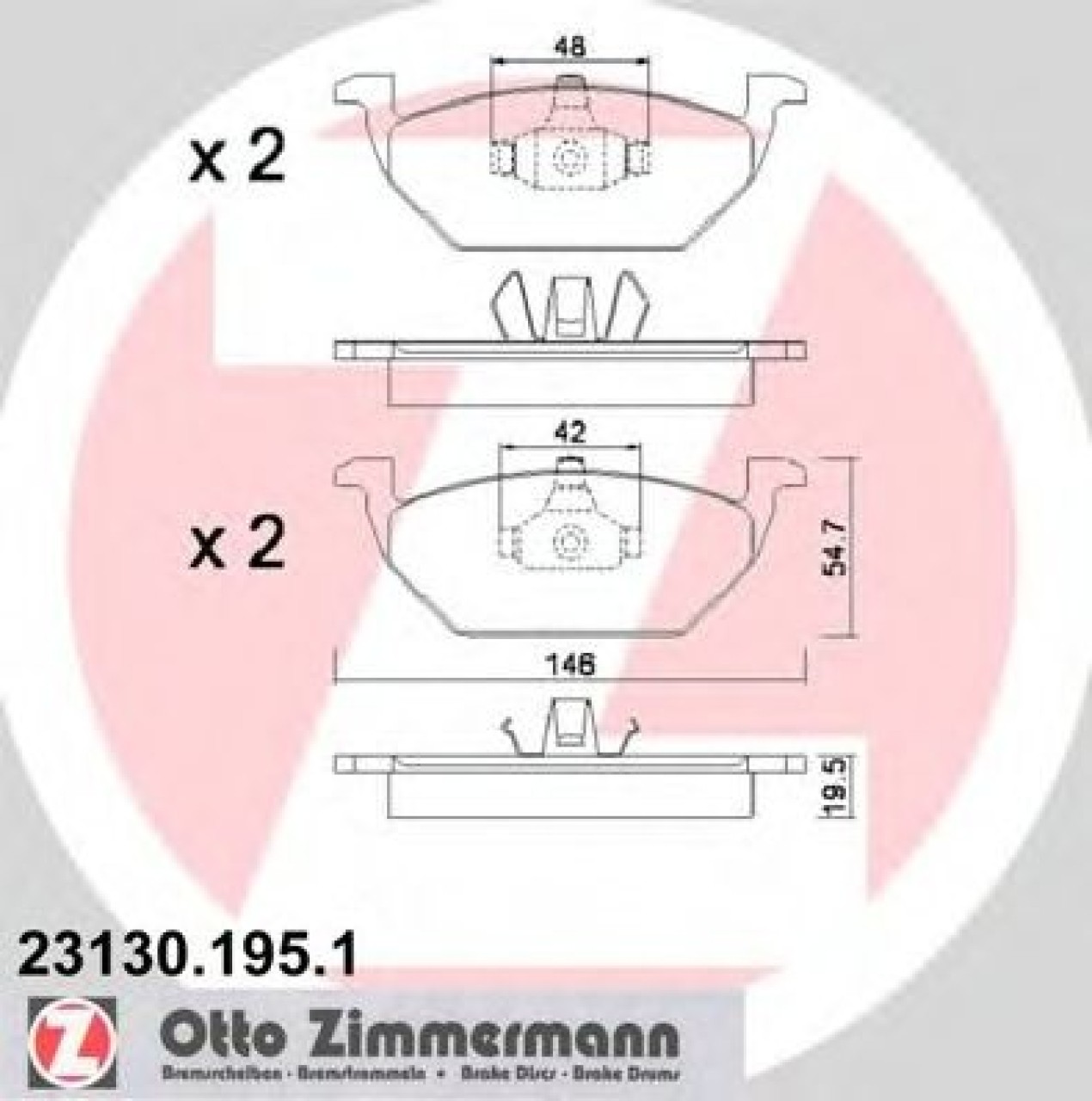 Set placute frana,frana disc SEAT IBIZA V (6J5, 6P1) (2008 - 2016) ZIMMERMANN 23130.195.1 piesa NOUA