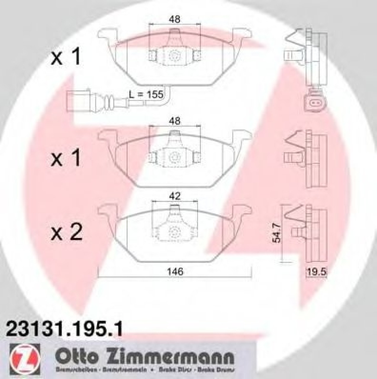 Set placute frana,frana disc SEAT LEON (1M1) (1999 - 2006) ZIMMERMANN 23131.195.1 piesa NOUA