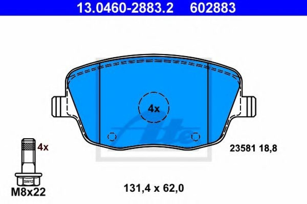 Set placute frana,frana disc SKODA FABIA I (6Y2) (1999 - 2008) ATE 13.0460-2883.2 piesa NOUA