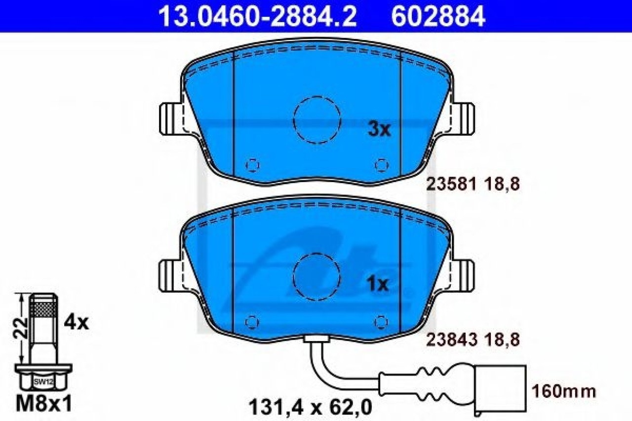 Set placute frana,frana disc SKODA FABIA I Combi (6Y5) (2000 - 2007) ATE 13.0460-2884.2 piesa NOUA