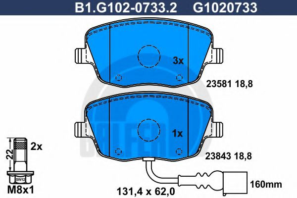 Set placute frana,frana disc SKODA FABIA I Limuzina (6Y3) (1999 - 2007) GALFER B1.G102-0733.2 piesa NOUA