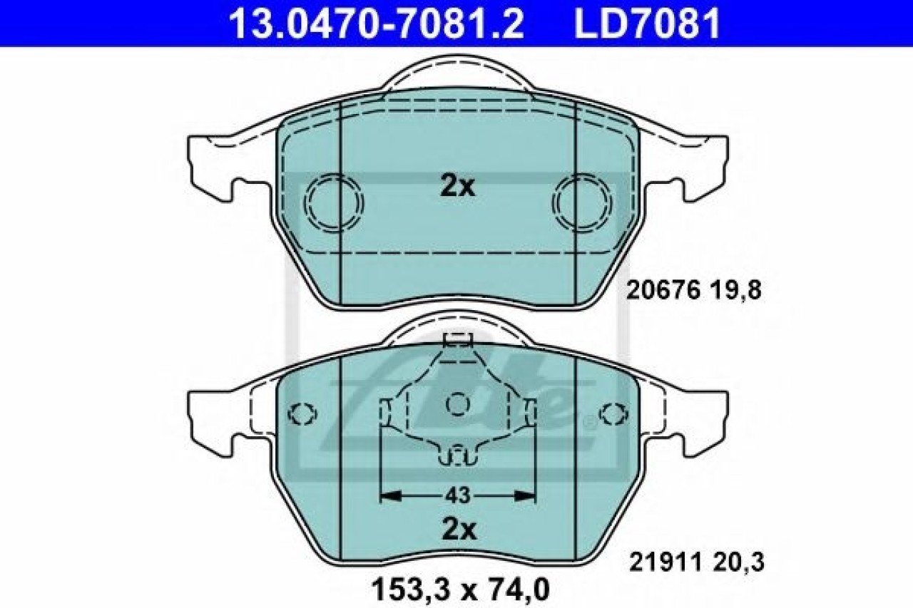 Set placute frana,frana disc SKODA OCTAVIA I (1U2) (1996 - 2010) ATE 13.0470-7081.2 piesa NOUA