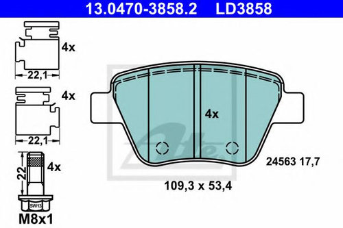 Set placute frana,frana disc SKODA SUPERB II (3T4) (2008 - 2015) ATE 13.0470-3858.2 piesa NOUA