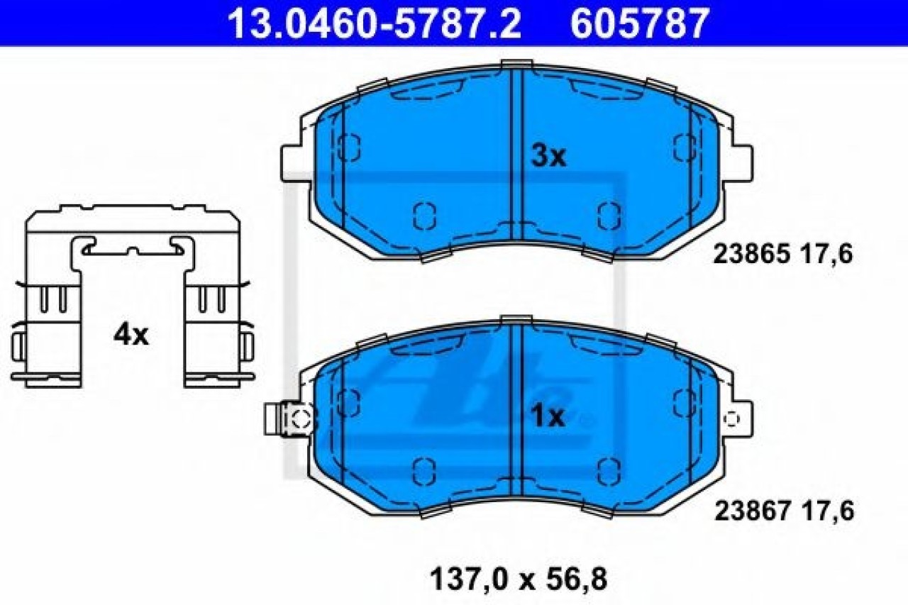 Set placute frana,frana disc SUBARU FORESTER (SG) (2002 - 2016) ATE 13.0460-5787.2 piesa NOUA