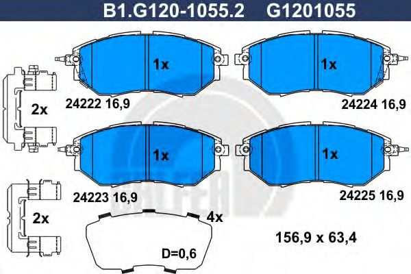 Set placute frana,frana disc SUBARU FORESTER (SJ) (2013 - 2016) GALFER B1.G120-1055.2 piesa NOUA