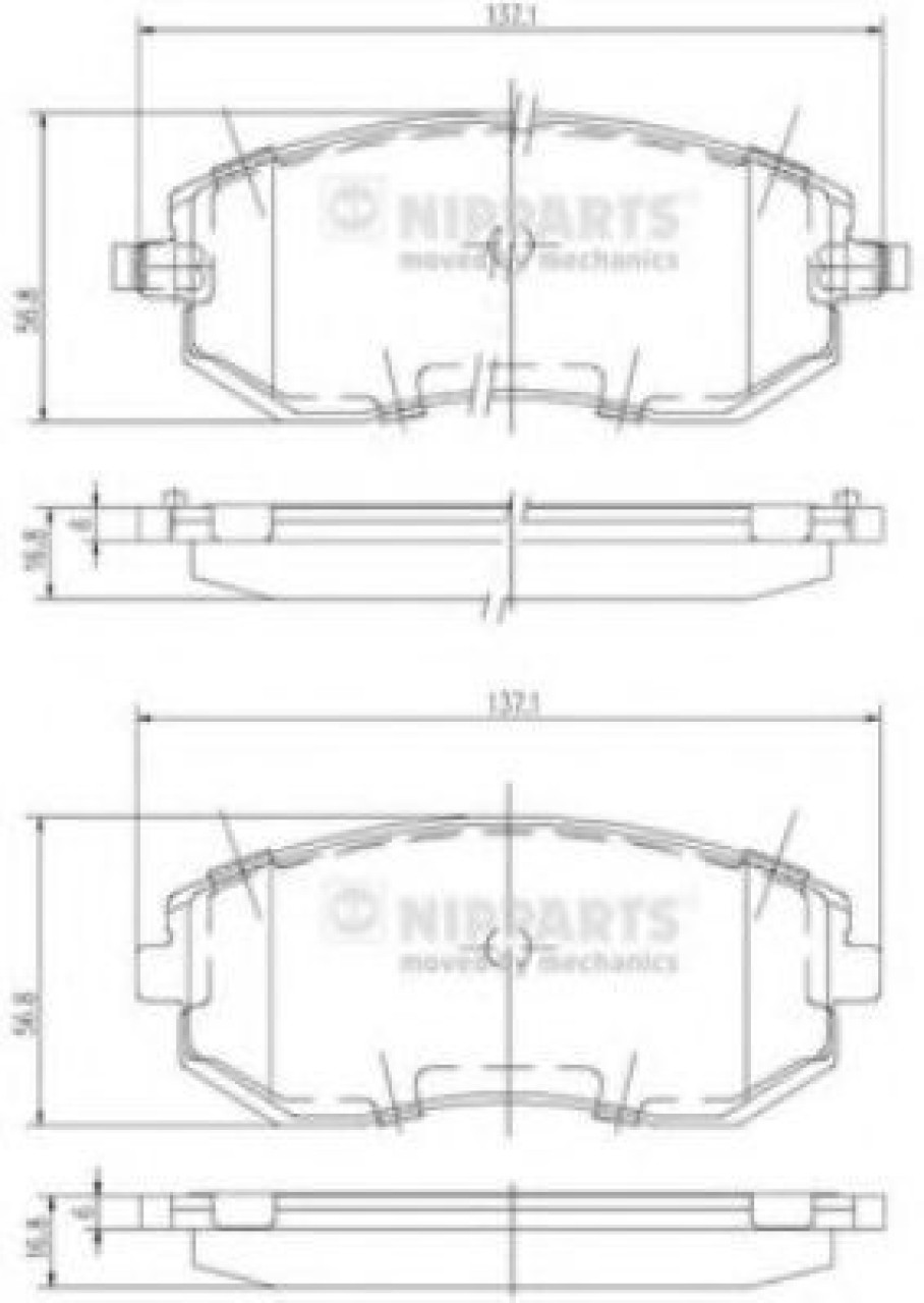 Set placute frana,frana disc SUBARU LEGACY V Combi (BM, BR) (2009 - 2016) NIPPARTS J3607015 piesa NOUA