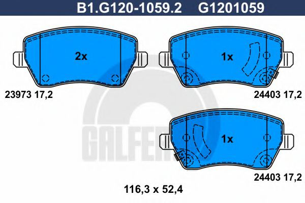 Set placute frana,frana disc SUZUKI SPLASH (2008 - 2016) GALFER B1.G120-1059.2 piesa NOUA