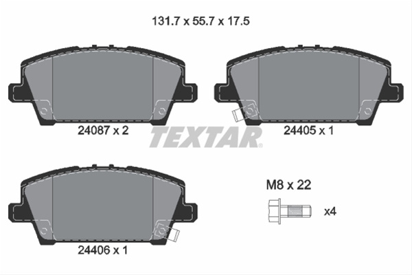 Set Placute Frana,frana Disc Textar Honda 2408701