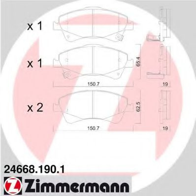 Set placute frana,frana disc TOYOTA AVENSIS combi (ZRT27, ADT27) (2009 - 2016) ZIMMERMANN 24668.190.1 piesa NOUA