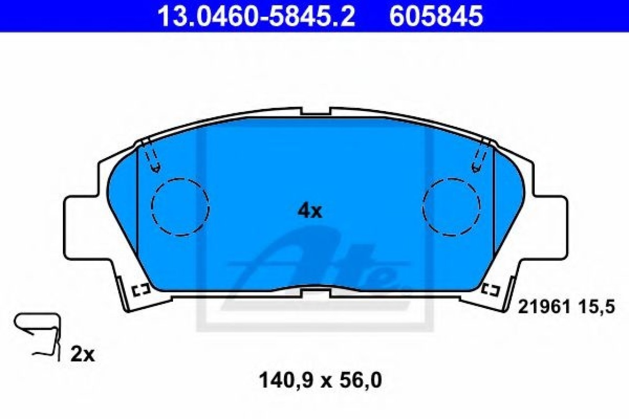 Set placute frana,frana disc TOYOTA AVENSIS (T22) (1997 - 2003) ATE 13.0460-5845.2 piesa NOUA