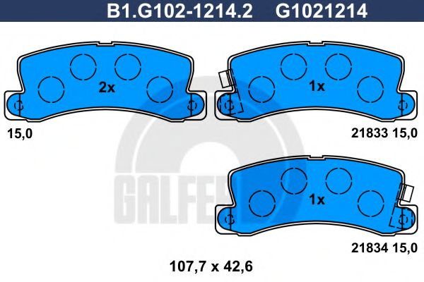 Set placute frana,frana disc TOYOTA AVENSIS (T22) (1997 - 2003) GALFER B1.G102-1214.2 piesa NOUA