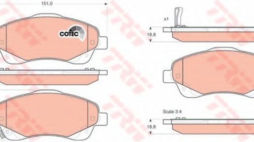 Set placute frana,frana disc TOYOTA COROLLA Verso (ZER, ZZE12, R1) (2004 - 2009) TRW GDB3336 piesa NOUA