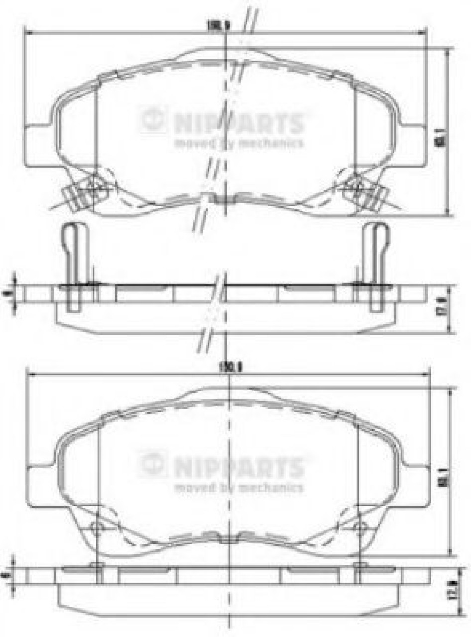 Set placute frana,frana disc TOYOTA COROLLA Limuzina (E12J, E12T) (2001 - 2008) NIPPARTS J3602112 piesa NOUA