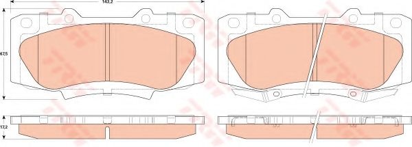 Set placute frana,frana disc TOYOTA HILUX III pick-up (KUN, TGN, LAN, GGN) (2004 - 2016) TRW GDB3528 piesa NOUA